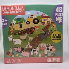 Jumbo Floor Puzzle Farm Animals 48 Pieces For Kids GroWonder 20X30 New