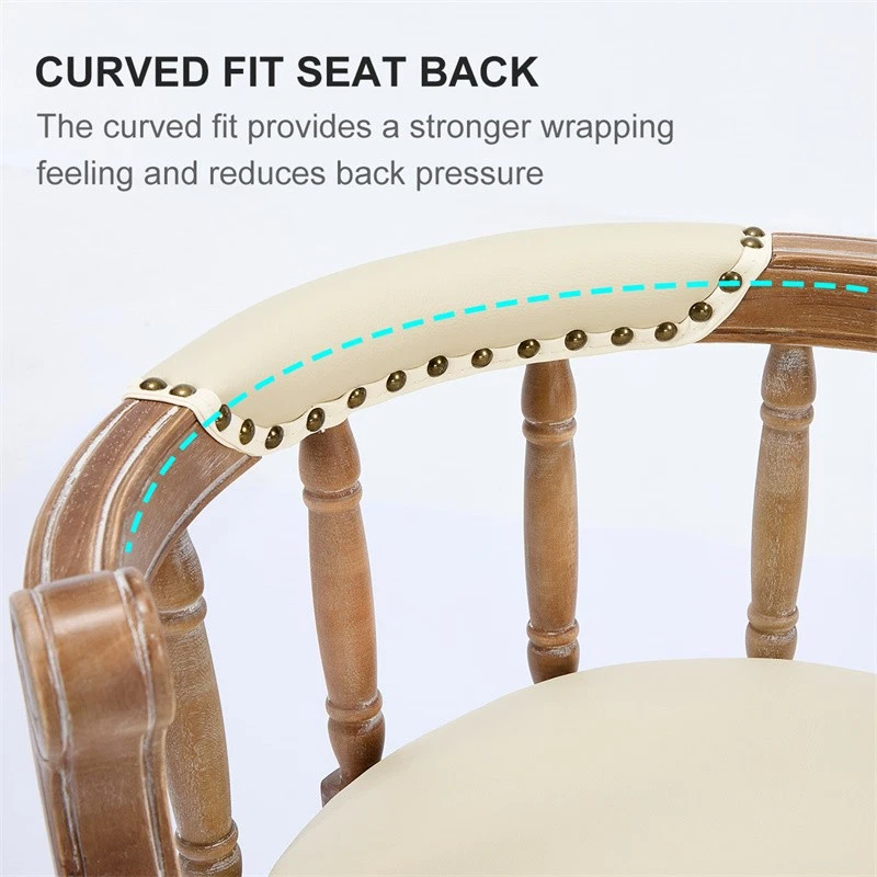 1-pcs Swivel Bar Stools Seat Height 29.5'' Leather Wooden Bar Stools,Beige  - Image 3 of 4