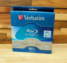 Verbatim 97238 25 GB 6X BD-R Blu-Ray Disc 10/Pack New