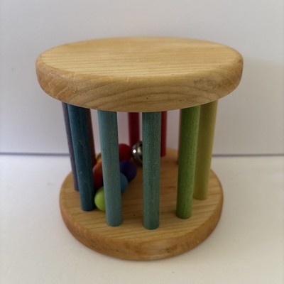 Grimm's Spiel & Holz Wooden Rainbow Rolling Wheel Toy