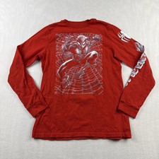 Marvel Spider-Man Long Sleeve T Shirt Kids Size L Large 10/12 Red 100 Cotton