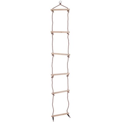 Bigjigs Toys Kinder Strickleiter (2,1m) mit 6 Holzsprossen - stabiles Outdoor Spielzeug