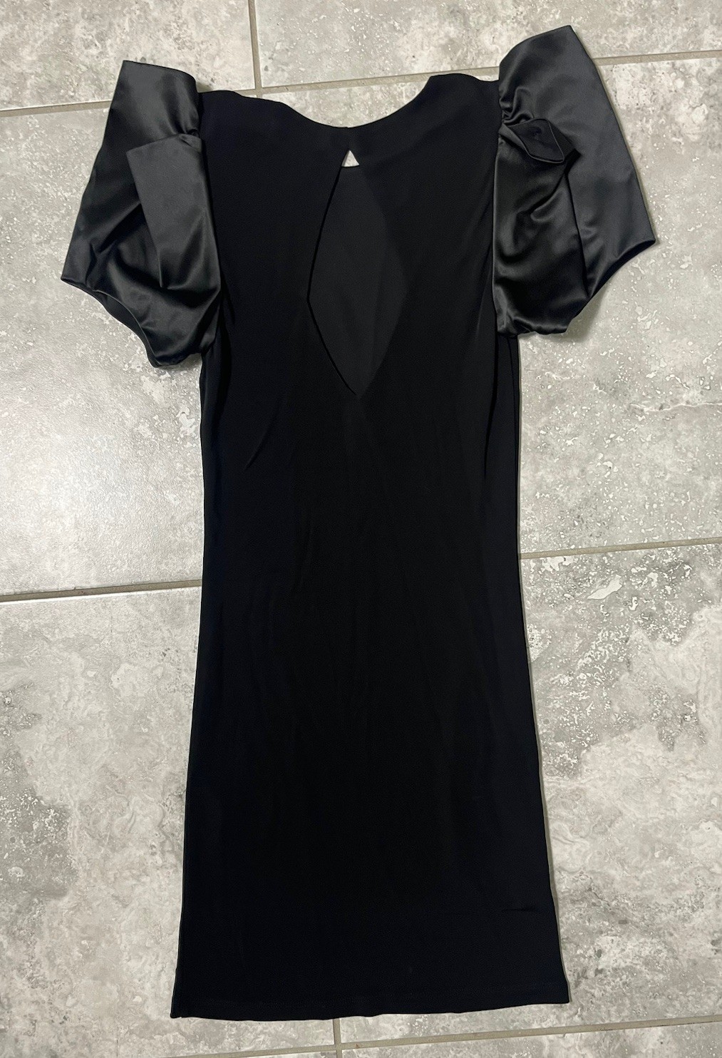 Alice & Olivia Satin Ruffle Sleeve Rayon Stretch Lined Cocktail Dress Black XS