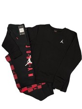 NWT NIKE AIR JORDAN BOY'S 2 PC SET RED SWEATSHIRT BLACK JOGGERS SWEATPANTS XL