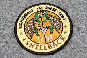 Vintage USS ENTERPRISE CVN-65 CVW-211 1984 SHELLBACK 4" Patch