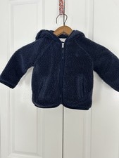 Ralph Lauren baby navy blue Sherpa fleece teddy bear hooded jacket 18 months