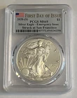 2020 S Silver Eagle Dollar First Day of Issue Struck at San Francisco PCGS MS 69