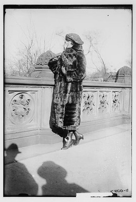 Photo:Cora Chase in Fur Coat on Bridge circa 1915-1920