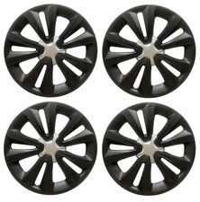 15 POLLICI In Nero Argento / 4x DESIGN PREMIUM Coprimozzo Copri Cerchi "OS"