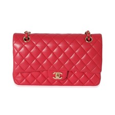 Chanel Dark Pink Quilted Lambskin Medium Classic Double Flap Bag