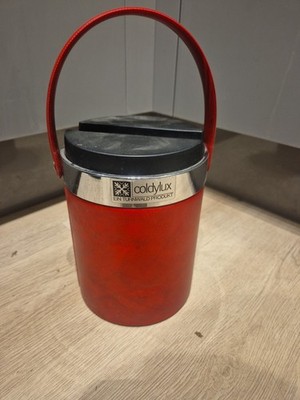 Eiskübel Coldylux 70er Jahre Vintage rot Eiskübel Kunstledergriff 18 cm 70er Jahre