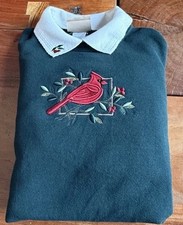 Vintage 90s Top Stitch Collared X-Large Crew Sweatshirt Cardinal Snow Green