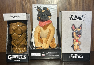   Fallout 4 ULTIMATE DOGMEAT LOT   Geeki Tiki + Plush + Resin Bobblehead NIB