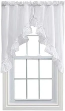 Ellis Curtain Stacey Ruffled Swag 60x38 Inch White Decorative Window