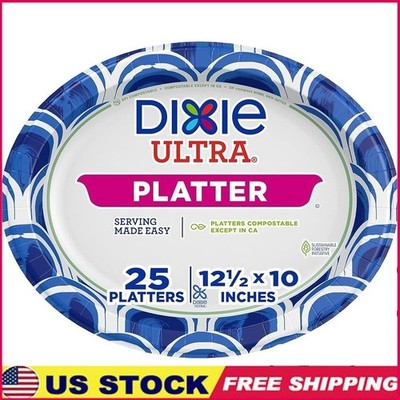 Eco-Friendly Disposable Paper Platters 25 Pack Microwave Safe Cut-Resistant New