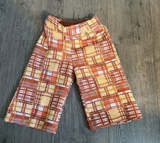 Vintage Carter's Orange Yellow Brown Plaid Pants Elastic Waist Unisex Sz 12M