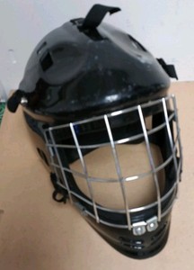 Hockey Goalie Street Mask Black & Cage Chrome Cage Sr Size
