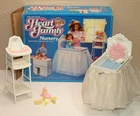 VTG 1984 Mattel HEART FAMILY NURSERY #7937 w/BOX Baby Bed Bath High Chair Etc