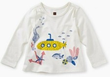 TEA COLLECTION Seascape Graphic Top - Chalk - NWT Girls 12-18 month