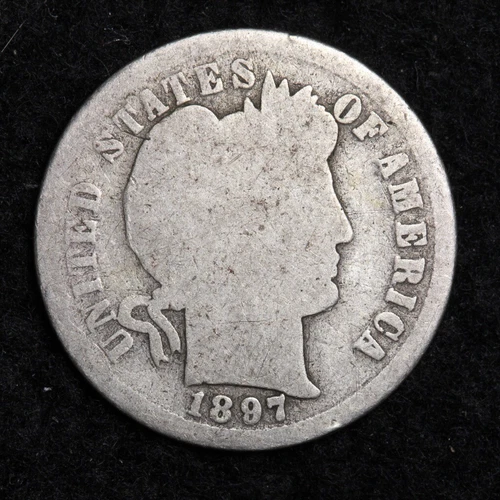 1897-S Silver Barber Dime GOOD FREE SHIPPING