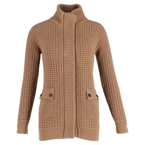 Gucci Knitted Hidden Buttons Cardigan With Pockets In Wool Women Brown S