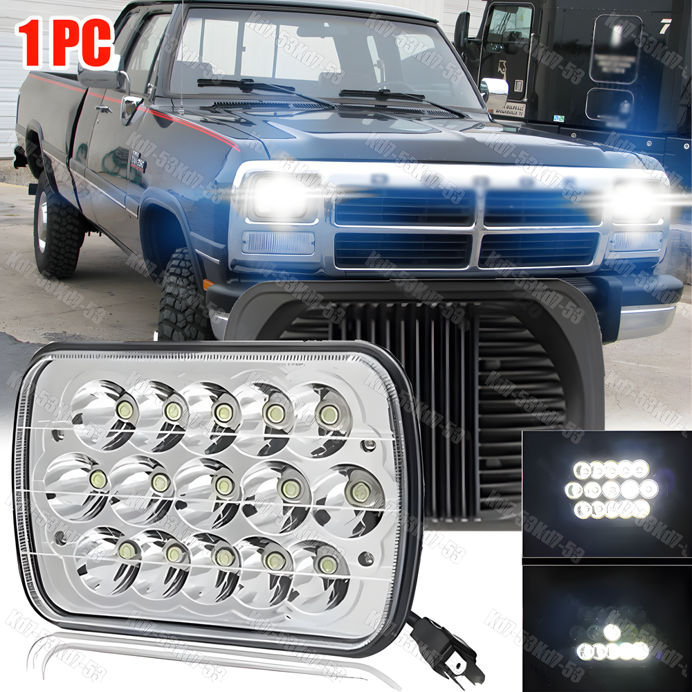 1PC 5x7'' 7x6'' LED Headlights Hi/Lo Beam For Dodge W250 D350 Ram 50 Ramcharger