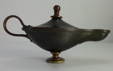 Antique Oil Lamp Candle Holder Bronze 19th Century Original Handmade Design