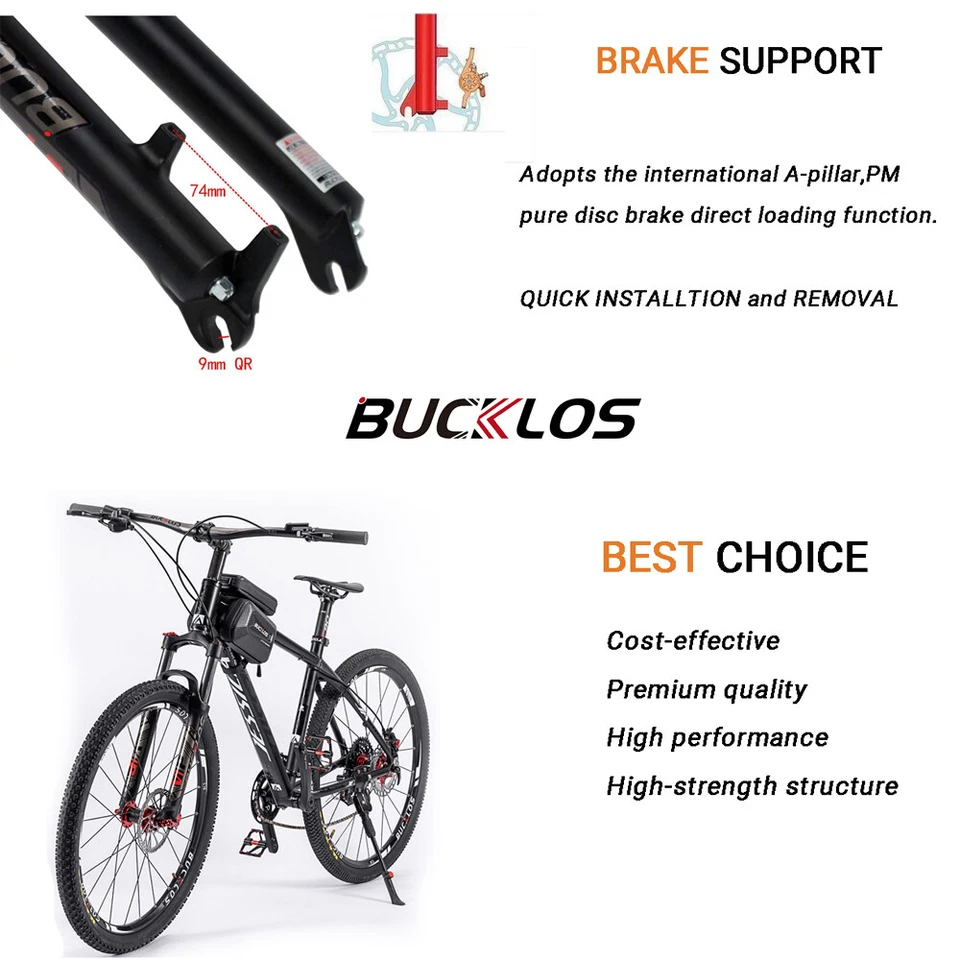 1-1/8" Threadless Suspension Fork MTB Bike 26/27.5/29" Cycling Forks Disc 9mm QR - Image 4 of 4