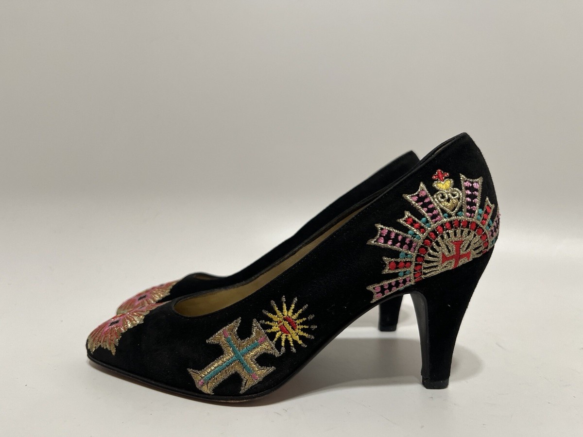 ワンピース34 Vtg GIANNI VERSACE 1991 CROSS BLACK SUEDE PUMPS 34 | eBay