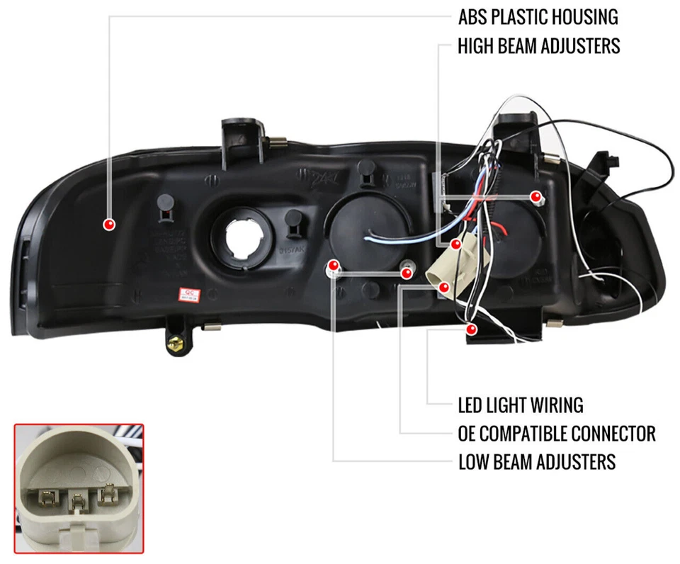 Пара черных корпусных фар для 00–03 Nissan Sentra 1 шт прожектор гало - Изображение 4 из 4