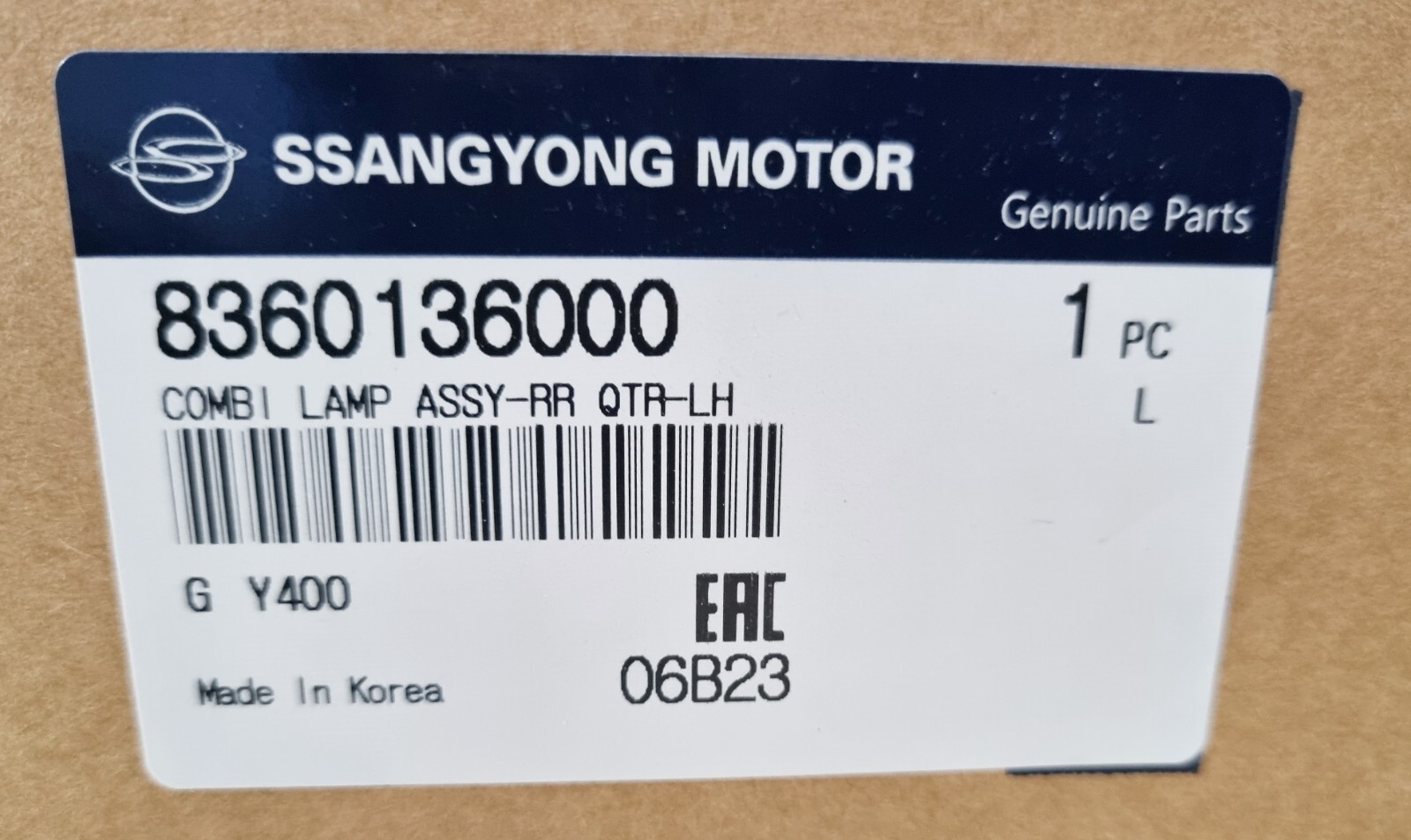 Genuine Part RR QTR Combi Lamp:LH for Ssangyong G4 REXTON  
