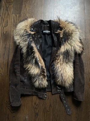 BALMAIN Decarnin FW2010 Finn Raccoon Goat Leather Jacket 12500