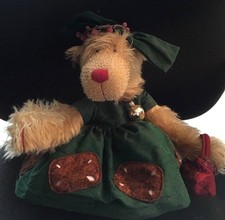ZWERGNASE Bear Eliese Lebkuchen w/Green Dress Purse Ornament #76/77 2002 XMAS