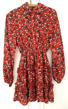 PRETTY LITTLE THING. GORGEOUS  RED DITSY PRINT DRESS.  SIZE 6