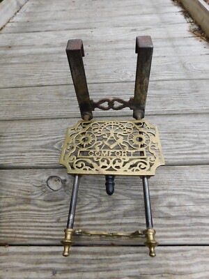 Hand Forged Brass and Iron Hanging Fireplace Trivet ~Masonic