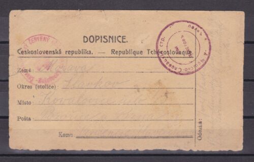 CZECHOSLOVAK LEGION POST in Siberia 1919, Used card Ishim to Moravia, Red Cross