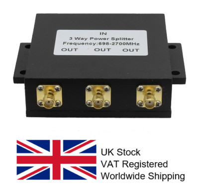 3-Wege Power Splitter (Modell Wilkinson, 698-2700 MHz, 50 W, SMA-Buchse)