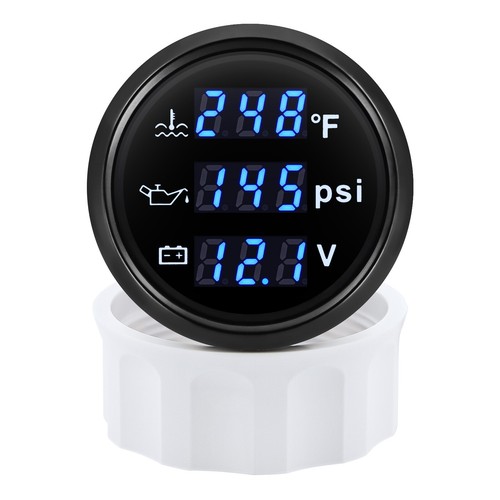 52mm 3 IN 1 Gauge Car Boat Oil Pressure PSI Water Temp ℉ Voltmeter with Senders - Picture 11 of 19
