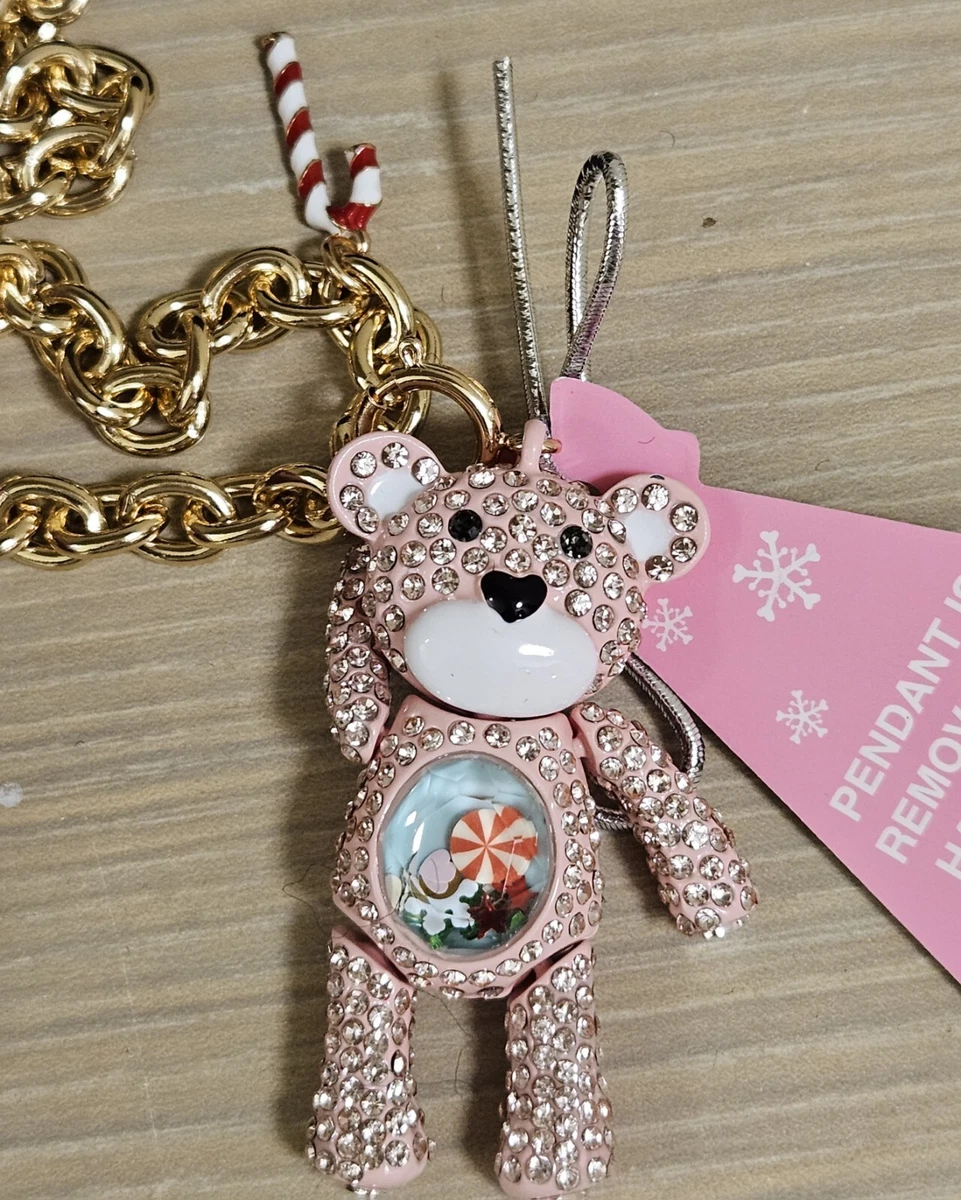 BETSEY JOHNSON BEAR NECKLACE ORNAMENT RHINESTONE MOVING LIMBS