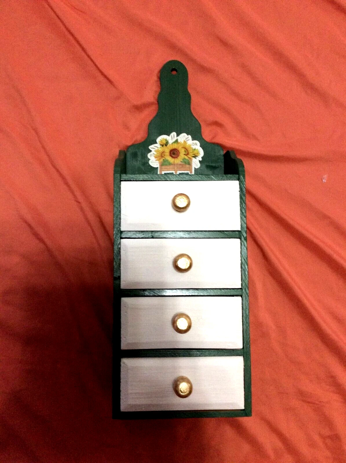 Apothecary Spice Cabinet 4 Drawer Wood Jewelry Storage Box Kitchen WALL Display