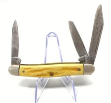 Vintage Camco USA 3 Blade Pocket Knife Made in USA Bone