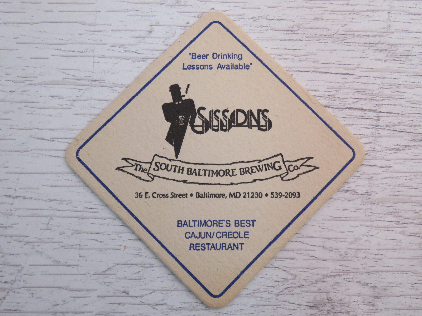 Beer Coaster SOUTH BALTIMORE Brewing Co / SISSONS Baltimore, MD