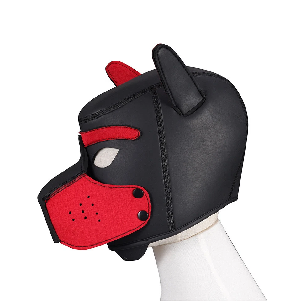Padded Latex Rubber Role Play Dog Mask Puppy Cosplay Full Head for Couples Sexto - Image 4 of 4