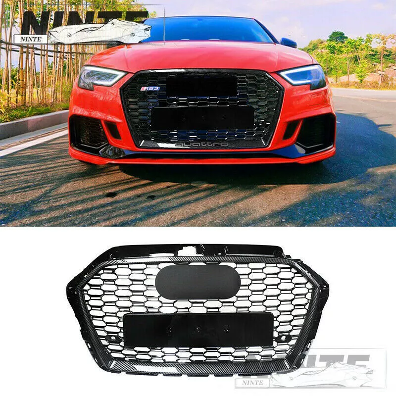 For Audi A3 S3 8V Front Grille Honeycomb Grill RS3 Style Carbon