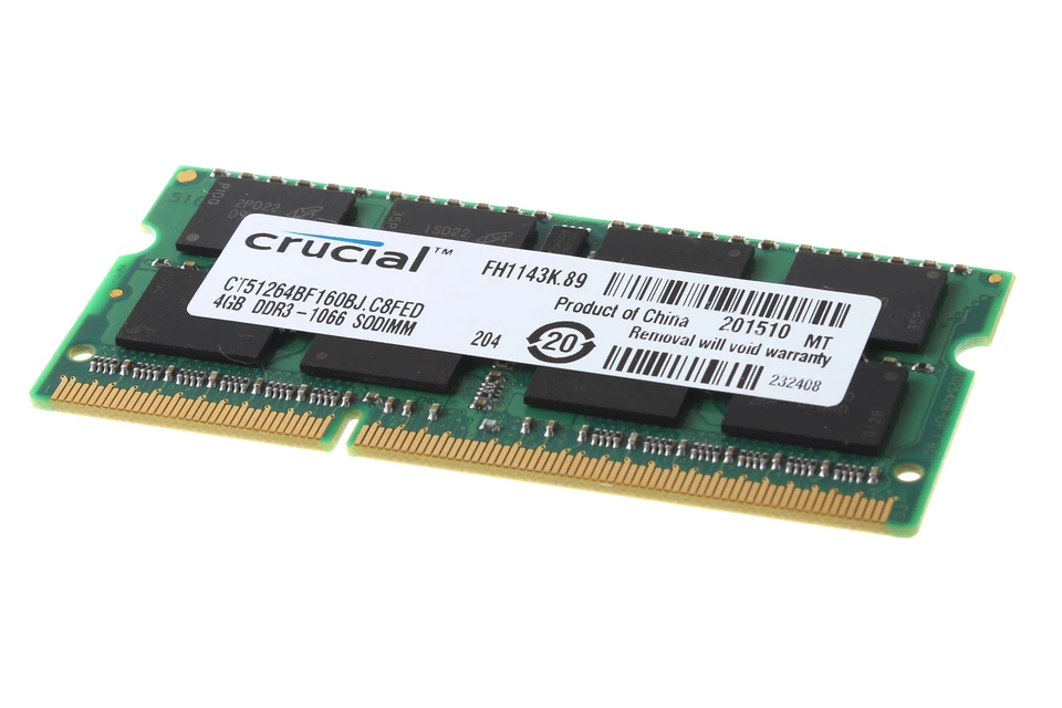 Crucial 8 Go ( 2X 4 Go ) 2RX8 PC3-8500S DDR3 1066Mhz SODIMM Mémoire d'ordinateur - Photo 4/4