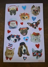 American Greetings Valentine's Day cat and dog stickers, cat and dog stickers