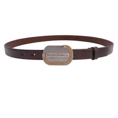 Dolce & Gabbana Dg Logo Metal Buckle Leather Belt Braun 95 38 | eBay