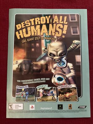 Destroy All Humans PS2 Xbox 2003 Video Game Print Ad - Great to Frame!