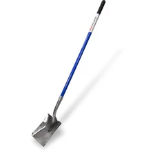 Square Point Stainless Steel Shovel Long Fiberglass Hndl