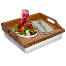 Acacia Wood Bed Tray Lap Desk with Detachable Cushion Serving Tray - Natural ...